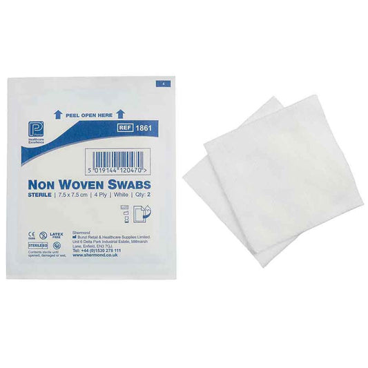 Premier Non Woven Sterile Swabs | 4ply | 7.5cm x 7.5cm | Pack of 40