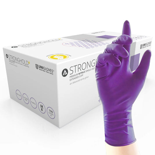 Stronghold+ Heavy Duty Long Cuff Nitrile Gloves | Purple | Box of 100