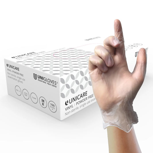 Unicare Soft Clear Vinyl Gloves | Clear | Box of 100