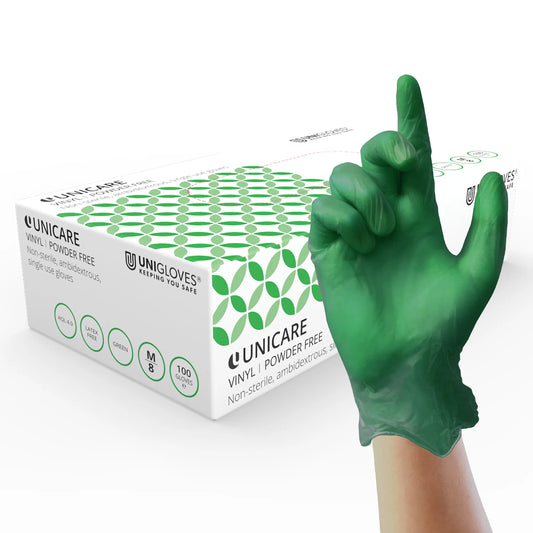 Unicare Vinyl Powder-Free Gloves | Green | Case of 1000