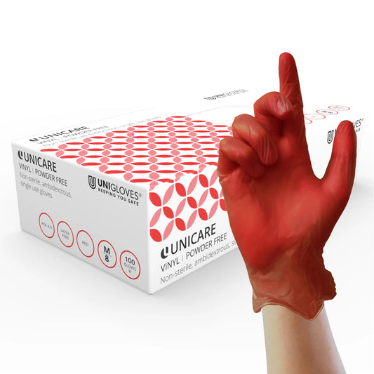 Unicare Vinyl Powder-Free Gloves | Red | Case of 1000