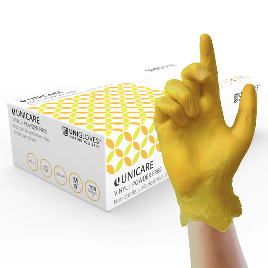 Unicare Vinyl Powder-Free Gloves | Yellow | Case of 1000