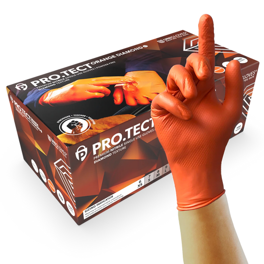 Pro.Tect Heavy Duty Nitrile Gloves | Orange | Box of 100