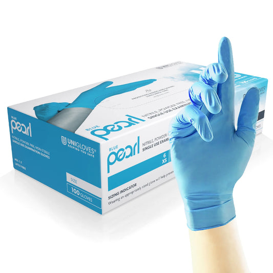 Unigloves Pearl Nitrile Powder Free Gloves | Blue | Box of 100