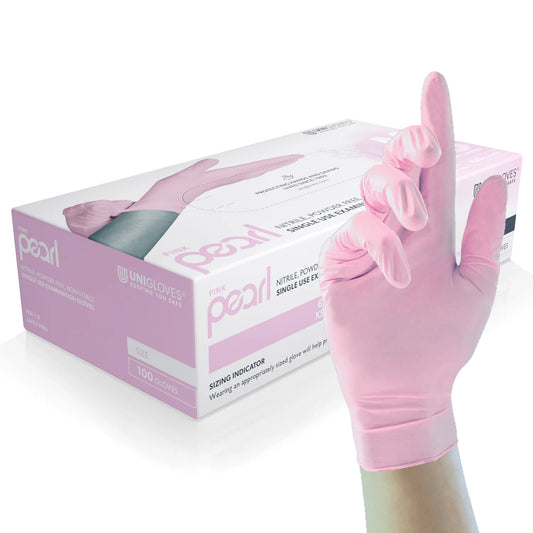 Unigloves Pearl Nitrile Powder Free Gloves | Pink | Box of 100