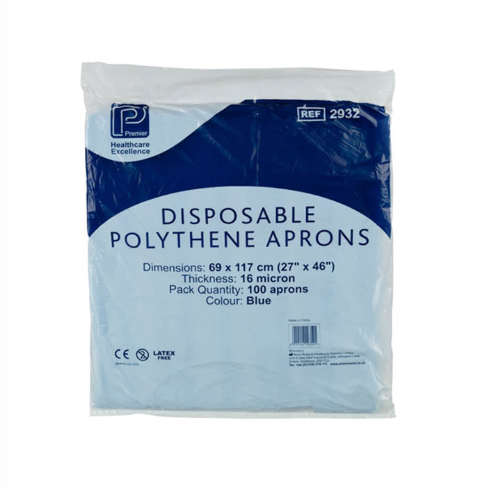 Premier Polythene Aprons | Blue or White | Pack of 100