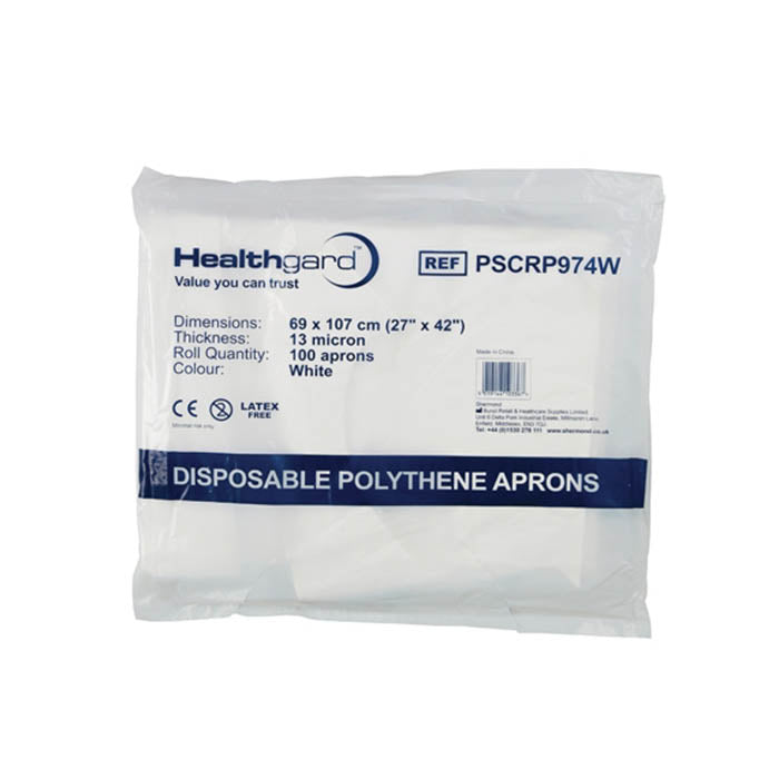 Healthgard Polythene Aprons | Blue or White | Pack of 100