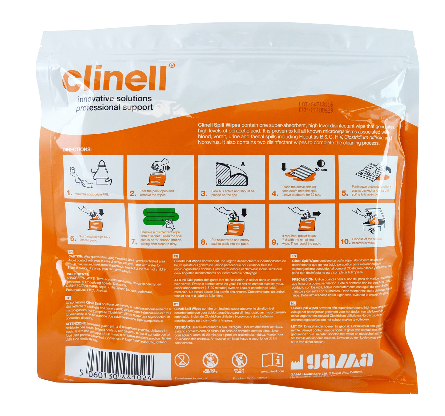 Clinell Spill Wipes