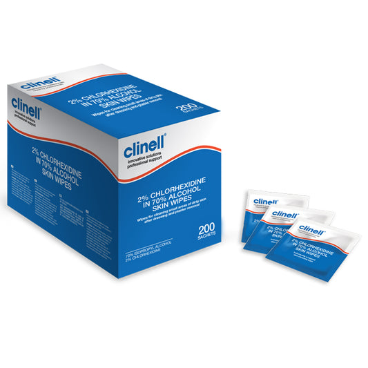 Clinell 2% Chlorhexidine in 70% Alcohol Skin Wipes (200) 