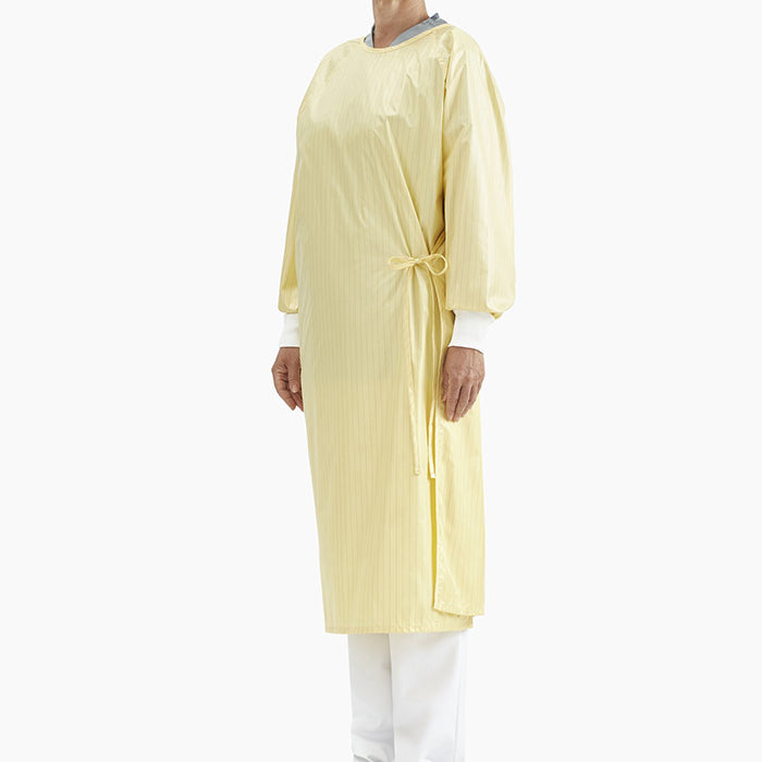 Yellow isolation gown front