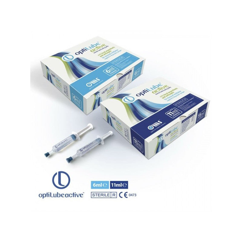 Optilube active 6ml & 11ml pre-filled syringes.