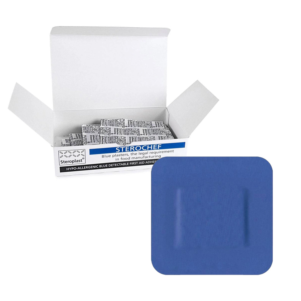 Sterochef Hypoallergenic Blue Plasters | Metal-detectable | Various Sizes