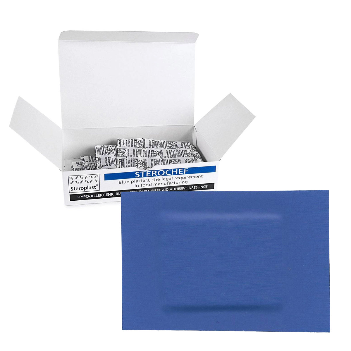 Sterochef Hypoallergenic Blue Plasters | Metal-detectable | Various Sizes