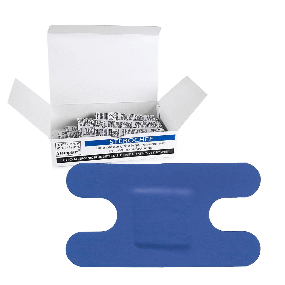 Sterochef Hypoallergenic Blue Plasters | Metal-detectable | Various Sizes