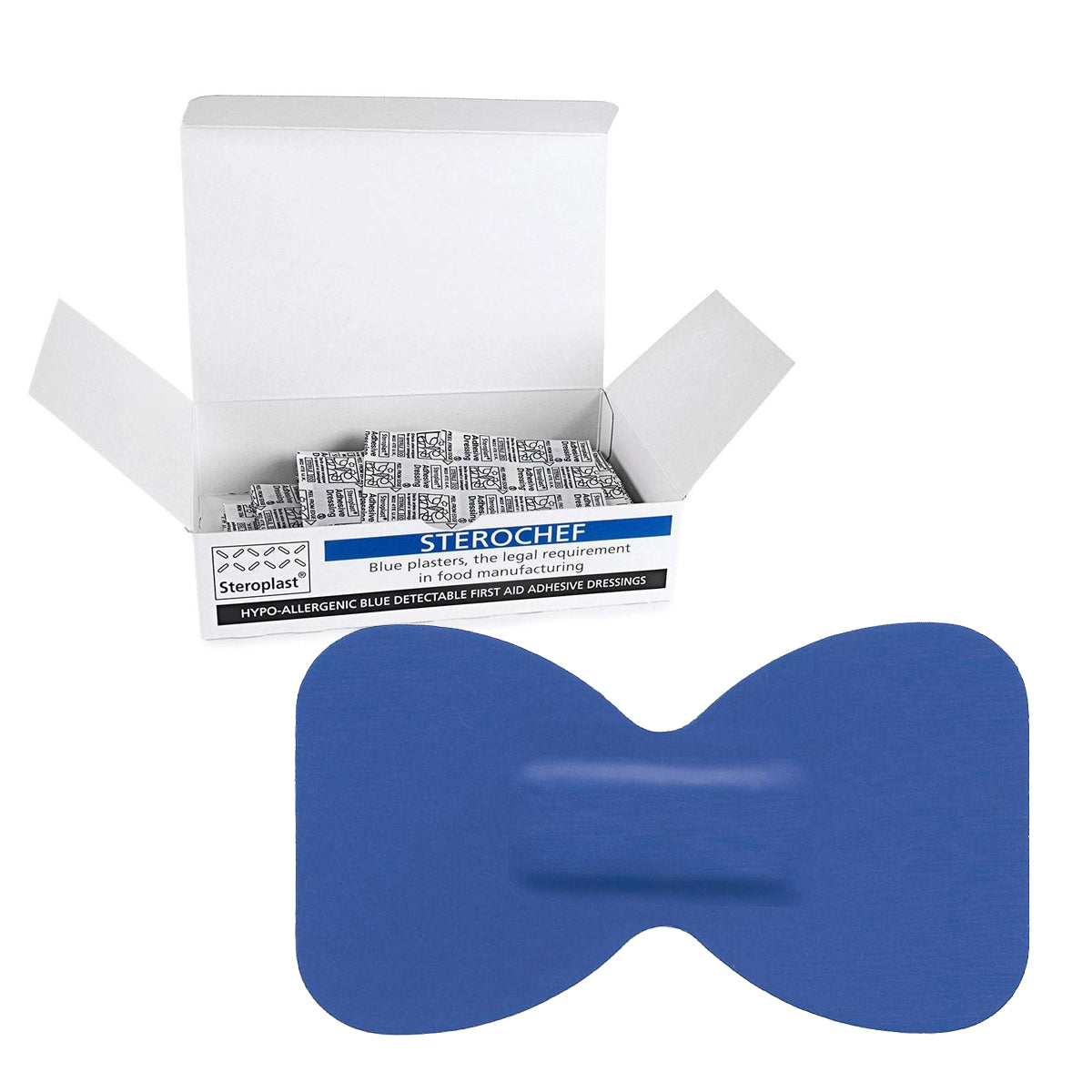 Sterochef Hypoallergenic Blue Plasters | Metal-detectable | Various Sizes