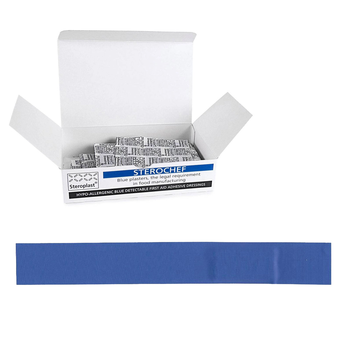 Sterochef Hypoallergenic Blue Plasters | Metal-detectable | Various Sizes