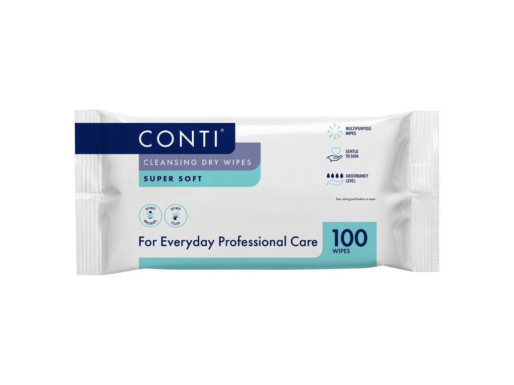 Conti SuperSoft Patient Cleansing Dry Wipes | Pack of 100 | CXW110