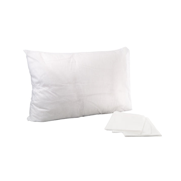 Pillow with white premier disposable pillow cases. 