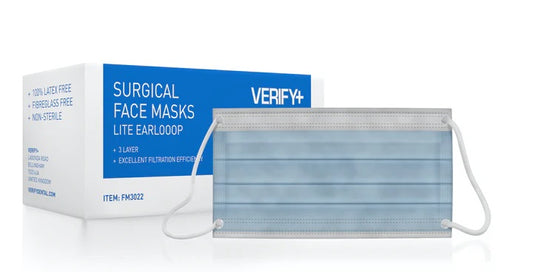 Verify+ Lite IIR Surgeons Mask With Loops | Blue | 3Ply | Box of 50