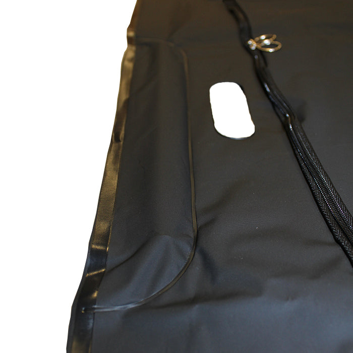 close up image of handle of the peva sl57 black body bag