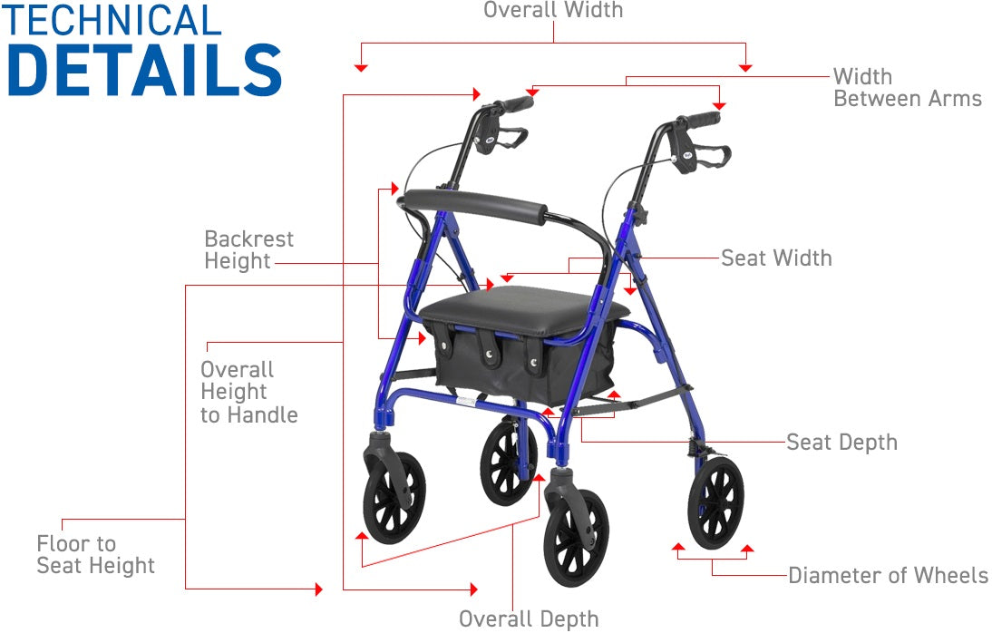 Days 100 Series Rollator | Lightweight | Small | Ruby Red