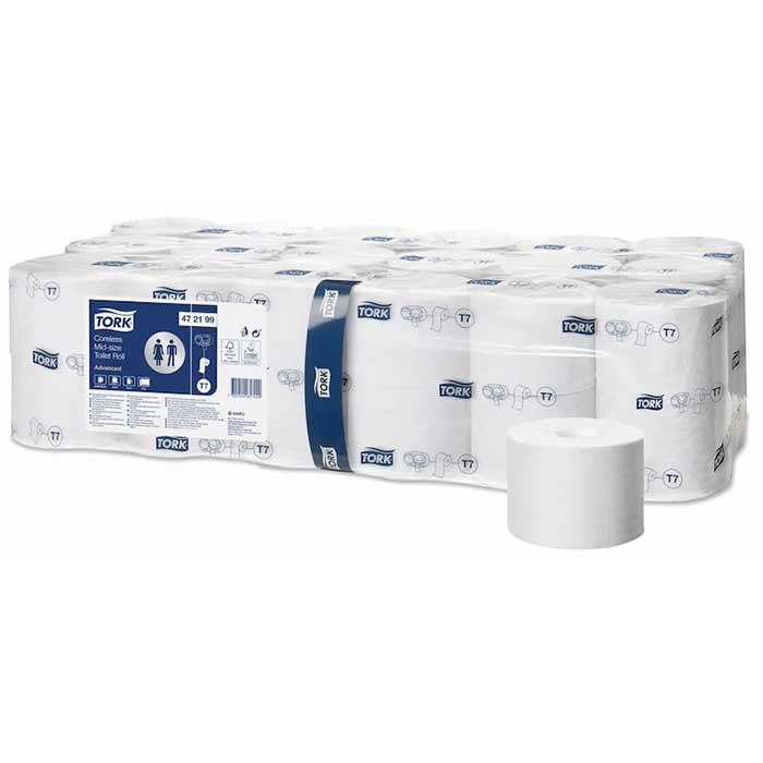 Pack of 36 tork coreless toilet rolls.