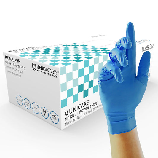 Unicare Nitrile Powder Free Gloves | Blue | Box of 200