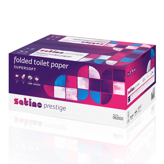 The outer packaging of the wepa folded toilet paper. 